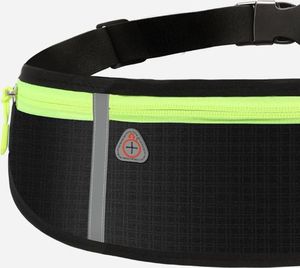 Hurtel Pas do biegania odblaskowa saszetka nerka na etui na telefon klucze dokumenty z wyjściem na słuchawki 4-komorowa czarny 19