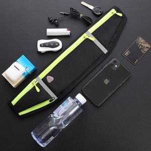 Hurtel Pas do biegania odblaskowa saszetka nerka na etui na telefon klucze dokumenty z wyjściem na słuchawki 4-komorowa czarny 22