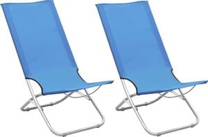 vidaXL Składane krzesła plażowe, 2 szt., niebieskie, obite tkaniną 1