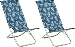 vidaXL Składane krzesła plażowe, 2 szt., wzór w liście, obite tkaniną 1