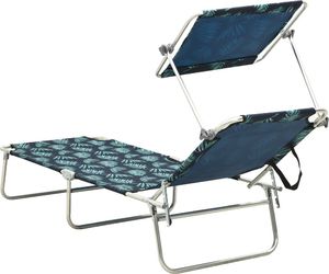 vidaXL Składany leżak z zadaszeniem, nadruk w liście, aluminium 3