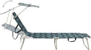 vidaXL Składany leżak z zadaszeniem, nadruk w liście, aluminium 4