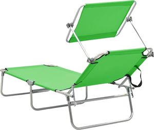 vidaXL Składany leżak z zadaszeniem, zielony, aluminium 5