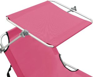 vidaXL Składany leżak z zadaszeniem, różowy, aluminium 7