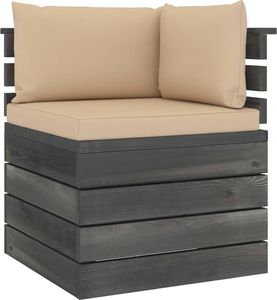 vidaXL Ogrodowa sofa narożna z palet, z poduszkami, drewno sosnowe 1