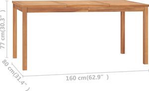 vidaXL Stół ogrodowy, 160x80x77 cm, lite drewno tekowe 7