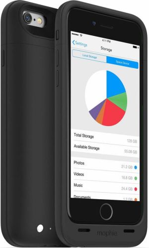 Mophie Space Pack obudowa z wbudowaną baterią i dodatkową pamięcią 64GB do iPhone 6/6S Plus wersja czarna 1