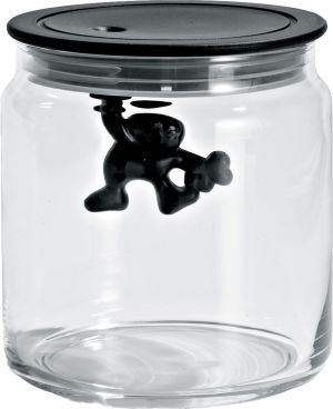 Alessi Słoik hermetyczny Gianni szklany z pokrywką czarną (AMDR04 B) 1