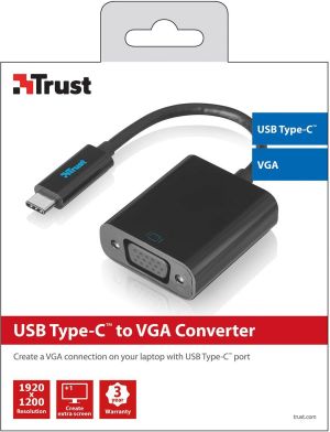 Adapter USB Trust USB-C D-Sub (VGA), Czarny (21012) 2