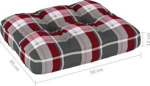 vidaXL Poduszka na sofę z palet, czerwona krata, 50x40x12 cm (314436) 4