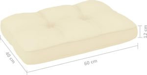 vidaXL Poduszka na sofę z palet, kremowa, 60x40x12 cm (314439) 1