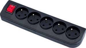 Elgotech Rozgałęźnik do przedłużacza z wyłącznikiem 5-gniazd z/u czarny GN-50W-2 1