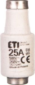 Eti-Polam Wkładka bezpiecznikowa 25A DII gG / BiWtz 500V AC/250V DC E27 002312407 /5szt./ 1