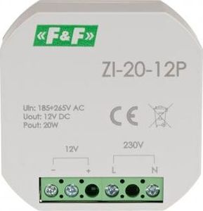 F&F Zasilacz impulsowy do puszki 180-264V AC, wyj. 12V DC 1,6A 20W ZI-20-12P 1