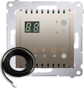 Kontakt-Simon Simon 54 Regulator temperatury z wyświetlaczem z czujnikiem zewnętrznym 16(2) A 230V złoty mat DTRNSZ.01/44 1