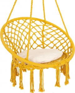 Royokamp  Hamak bocianie gniazdo fotel wiszący Huśtawka 80x60cm z poduszką żółty 1