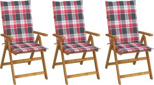 vidaXL Składane krzesła ogrodowe z poduszkami, 3 szt., drewno akacjowe (3064102) 1
