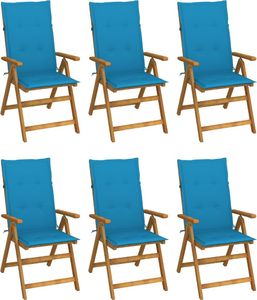 vidaXL Składane krzesła ogrodowe z poduszkami, 6 szt., drewno akacjowe (3064123) 1