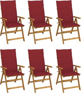 vidaXL Składane krzesła ogrodowe z poduszkami, 6 szt., drewno akacjowe (3064128) 1