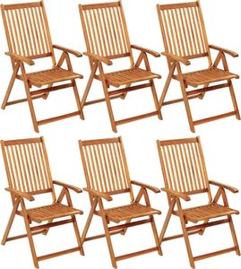 vidaXL Składane krzesła ogrodowe z poduszkami, 6 szt., drewno akacjowe (3064128) 2
