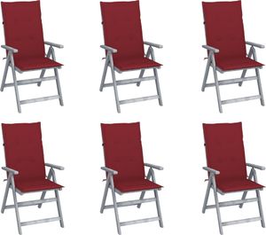 vidaXL Rozkładane krzesła ogrodowe z poduszkami, 6 szt., lita akacja (3065326) 1