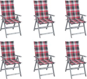 vidaXL Rozkładane krzesła ogrodowe z poduszkami, 6 szt., lita akacja (3065330) 1