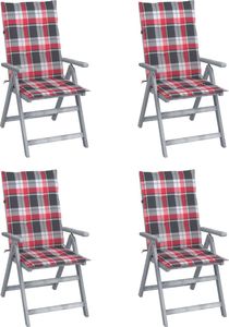 vidaXL Rozkładane krzesła ogrodowe z poduszkami, 4 szt., lita akacja (3065390) 1