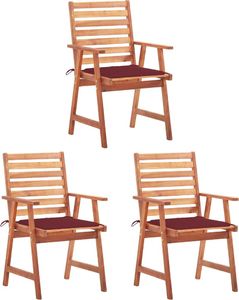 vidaXL Krzesła ogrodowe z poduszkami, 3 szt. lite drewno akacjowe (3064356) 1