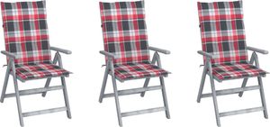 vidaXL Rozkładane krzesła ogrodowe z poduszkami, 3 szt., lita akacja (3064741) 1