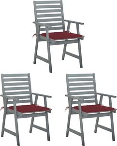 vidaXL Krzesła ogrodowe z poduszkami, 3 szt., lite drewno akacjowe (3064437) 1