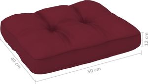 vidaXL Poduszka na sofę z palet, bordowy 50x40x12 cm (314432) 1