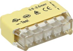 Orno Złączka instalacyjna wciskana 5-przewodowa; na drut 0,75-2,5mm2; IEC 300V/24A; 10 szt. OR-SZ-8004/5/10 1