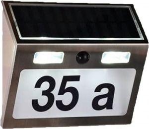 Kinkiet HI Solarny, podświetlany numer domu z LED, srebrny 1