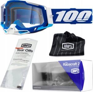 100% Gogle 100% RACECRAFT 2 BLUE (Szyba Przezroczysta Anti-Fog, LT 88%-92% + 10 Zrywek) (NEW) 3
