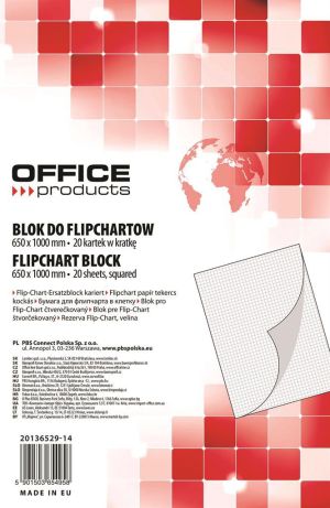 Office Products Blok do flipchartów, kratka, 65x100cm, 20 kartek, biały (5901503654958) 1