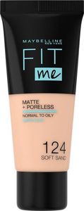 Maybelline  Maybelline Fit Me! Matte Poreless Podkład 30ml 124 Soft Sand 1