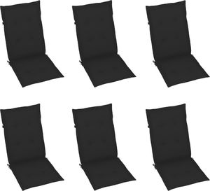 vidaXL Poduszki na krzesła ogrodowe, 6 szt., czarne, 120x50x4 cm (314111) 1