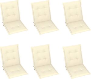 vidaXL Poduszki na krzesła ogrodowe, 6 szt., kremowe, 100x50x4 cm (314133) 1