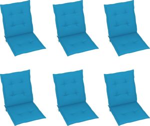 vidaXL Poduszki na krzesła ogrodowe, 6 szt., niebieskie, 100x50x4 cm (314135) 1