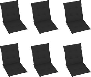 vidaXL Poduszki na krzesła ogrodowe, 6 szt., czarne, 100x50x4 cm (314138) 1