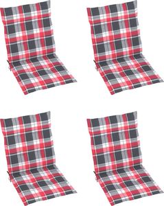 vidaXL Poduszki na krzesła, 4 szt., czerwona krata, 100x50x4 cm (314153) 1