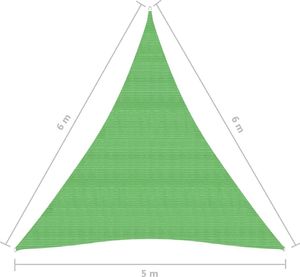 vidaXL Żagiel przeciwsłoneczny, 160 g/m, jasnozielony, 5x6x6 m, HDPE 6