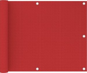 vidaXL Parawan balkonowy, czerwony, 75x500 cm, HDPE 1