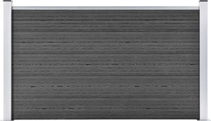 vidaXL Panel ogrodzeniowy, WPC, 180x105 cm, czarny 1