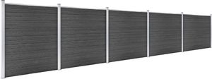 vidaXL Zestaw ogrodzeniowy z WPC, 872x186 cm, czarny 2