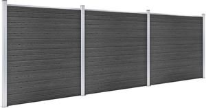 vidaXL Zestaw ogrodzeniowy z WPC, 526x186 cm, czarny 2