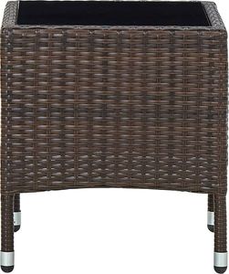 vidaXL Stolik ogrodowy brązowy rattan PE 3
