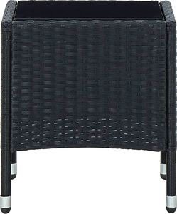 vidaXL Stolik ogrodowy czarny rattan PE 3