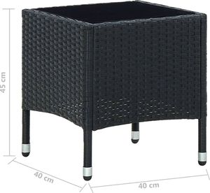 vidaXL Stolik ogrodowy czarny rattan PE 5