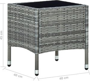 vidaXL Stolik ogrodowy szary rattan PE 5